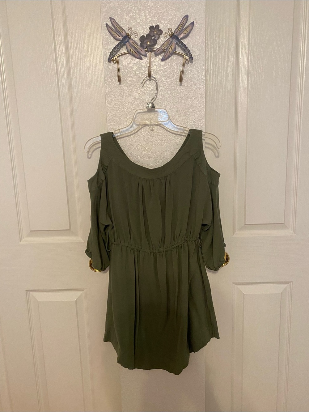 Cold-Shoulder Olive Green Women’s Dress
